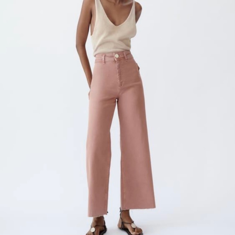 Zara Dusty Pink High Waisted Jeans Size 2 - Picture 2 of 16